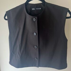 Zara Black Button-Up Vest size XS